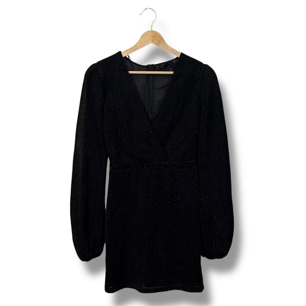 Fiesta Glitter Pattern Black Long Sleeve Dress Women’s Size Medium